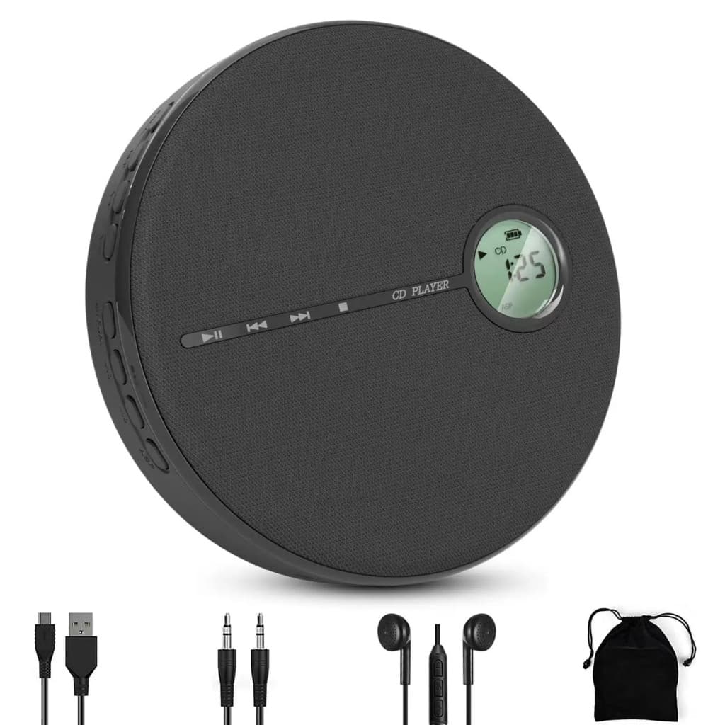 Leitor De CD E MP3 Bluetooth Portátil Recarregável , Reprodutor De Áudio Compacto Com Alto-Falantes Estéreo Integrados ,