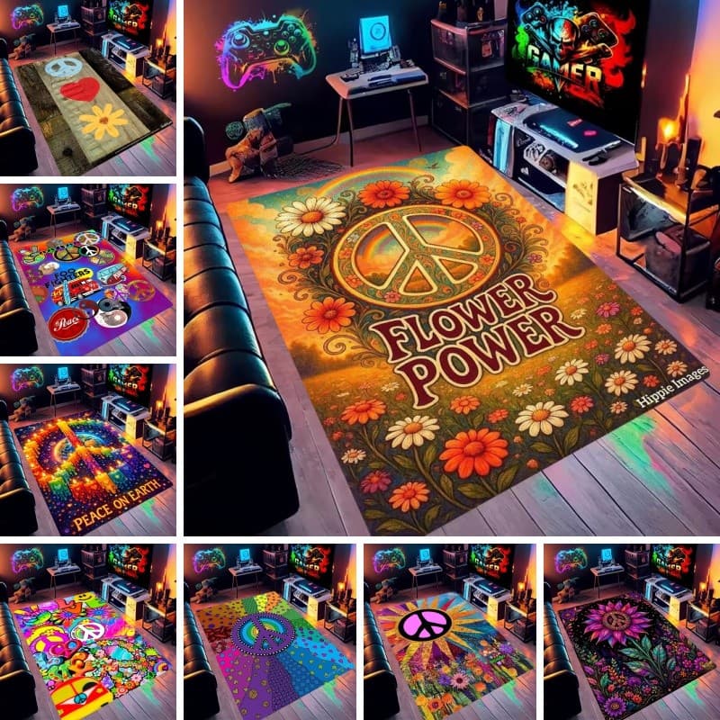 Boho Hippie Amor Personalizado Tapete Macio Pelúcia Lavável Presente Para Sala De Estar Sofá Entrada
