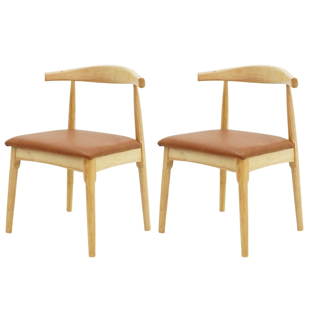 Kit 2 Cadeiras De Jantar Estofada Marrom Carina Elbow Base em Madeira