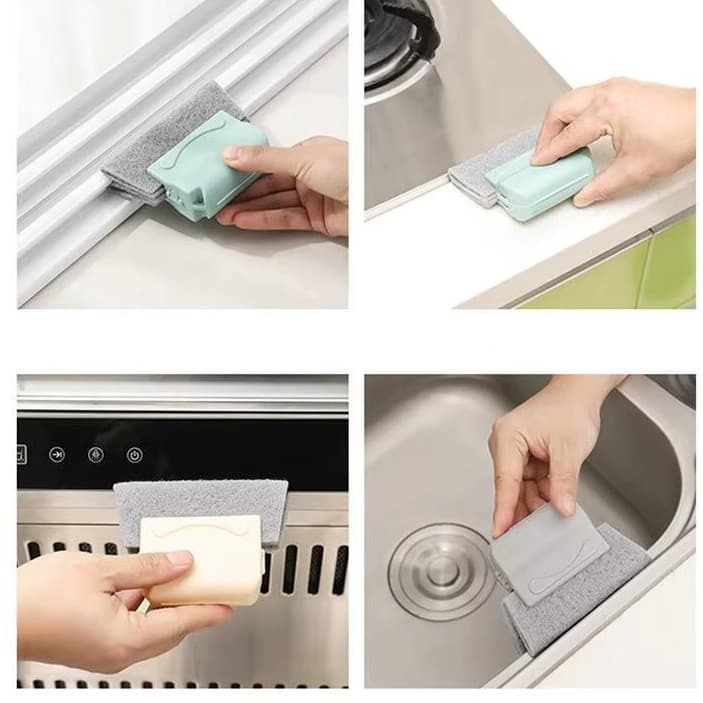Esponja Escova para Limpeza Prática Multiuso (Trilhos de Janela/Persiana/Cantos do Fogão) Microfibra
