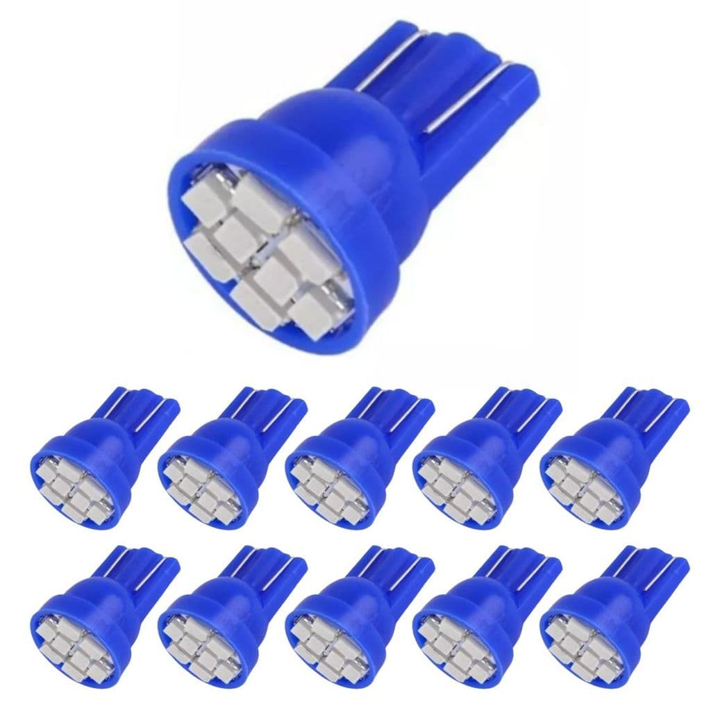 KIT 10 LAMPADA T10 8 LED W5W AZUL 12V