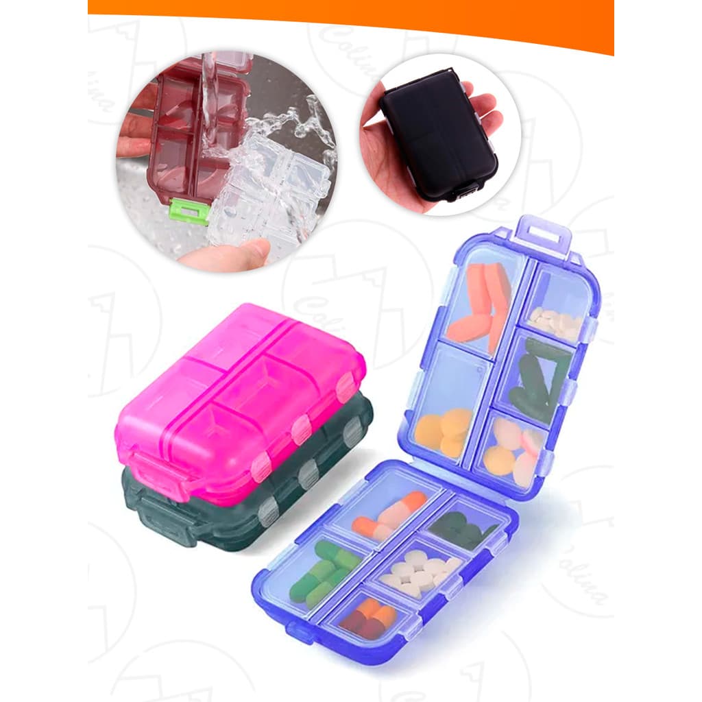 Porta Comprimido Mini Caixa Organizasora Com 10 Divisórias De 10x6,5cm - 4 Cores