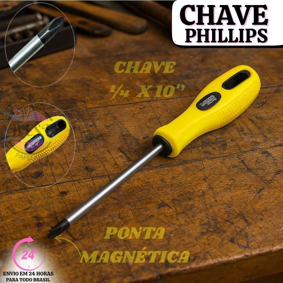 Chave Philips Aço Cromo Vanadio Com Ponta Imantada Cabo Emborrachado 10X¼'' Startools Pro
