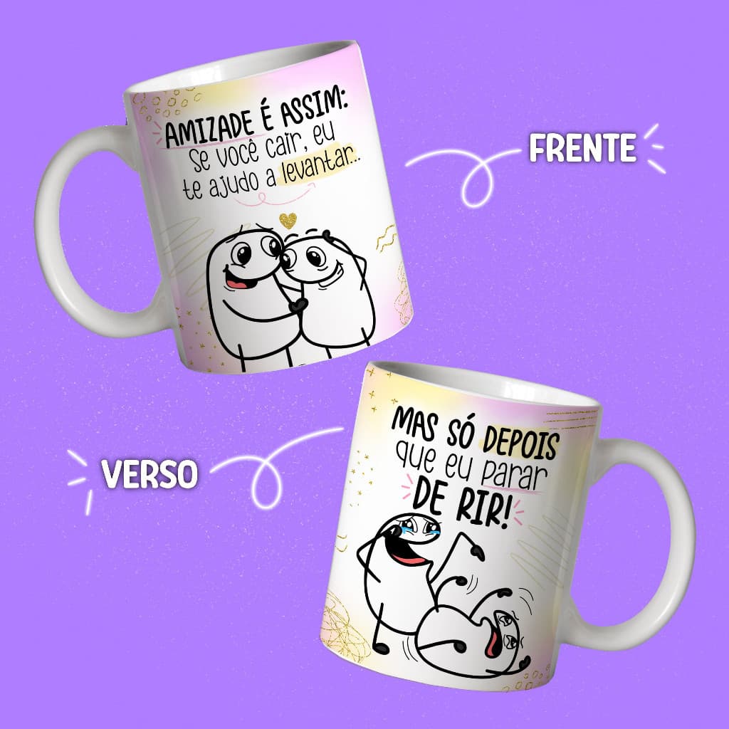 Caneca de Porcelana Flork Amigas  Amizade Frases Divertidas