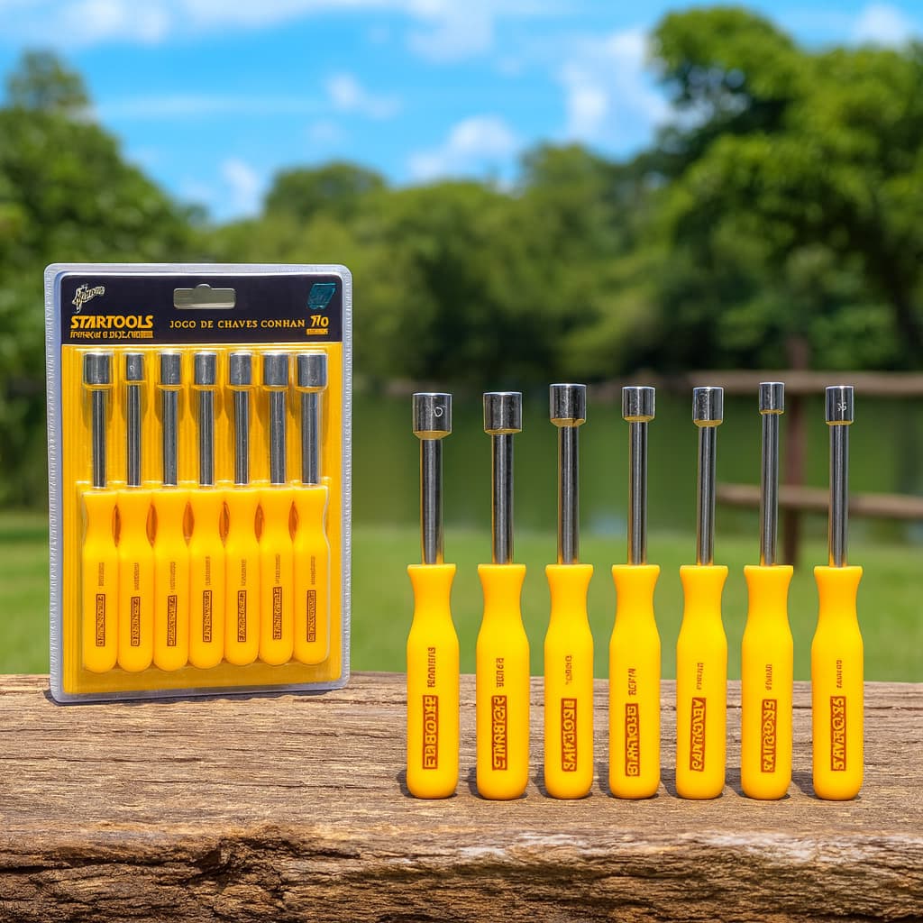 Jogo de Chave Canhão Kit 7 Unidades Profissional Aço Cromo Vanádio Resistente Manual