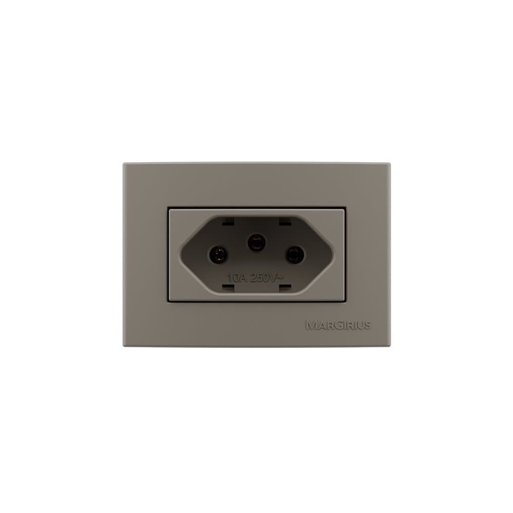 Placa para Móveis 65x45 com Tomada MarGirius Sleek Colors 2P+T 10A Argila