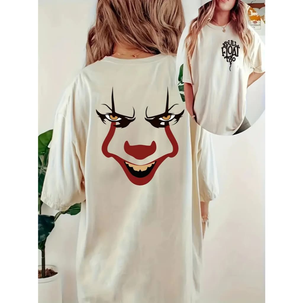 Camisa Camiseta Casual Palhaço It A Coisa Filme Terror Camisa Básica De Algodão 90%