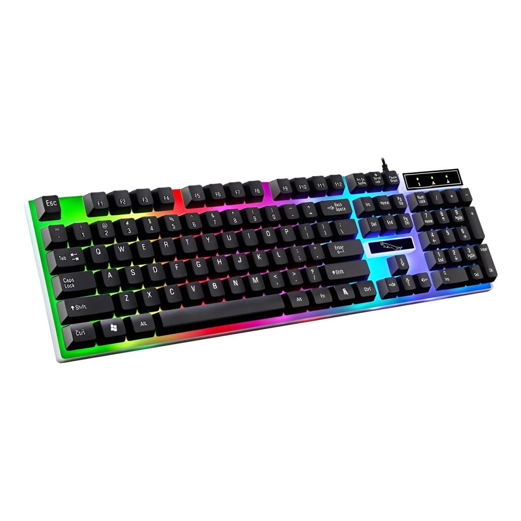 Teclado Semimecânico pc e notebook Gamer RGB USB com Teclas Silenciosas e Luz Colorida