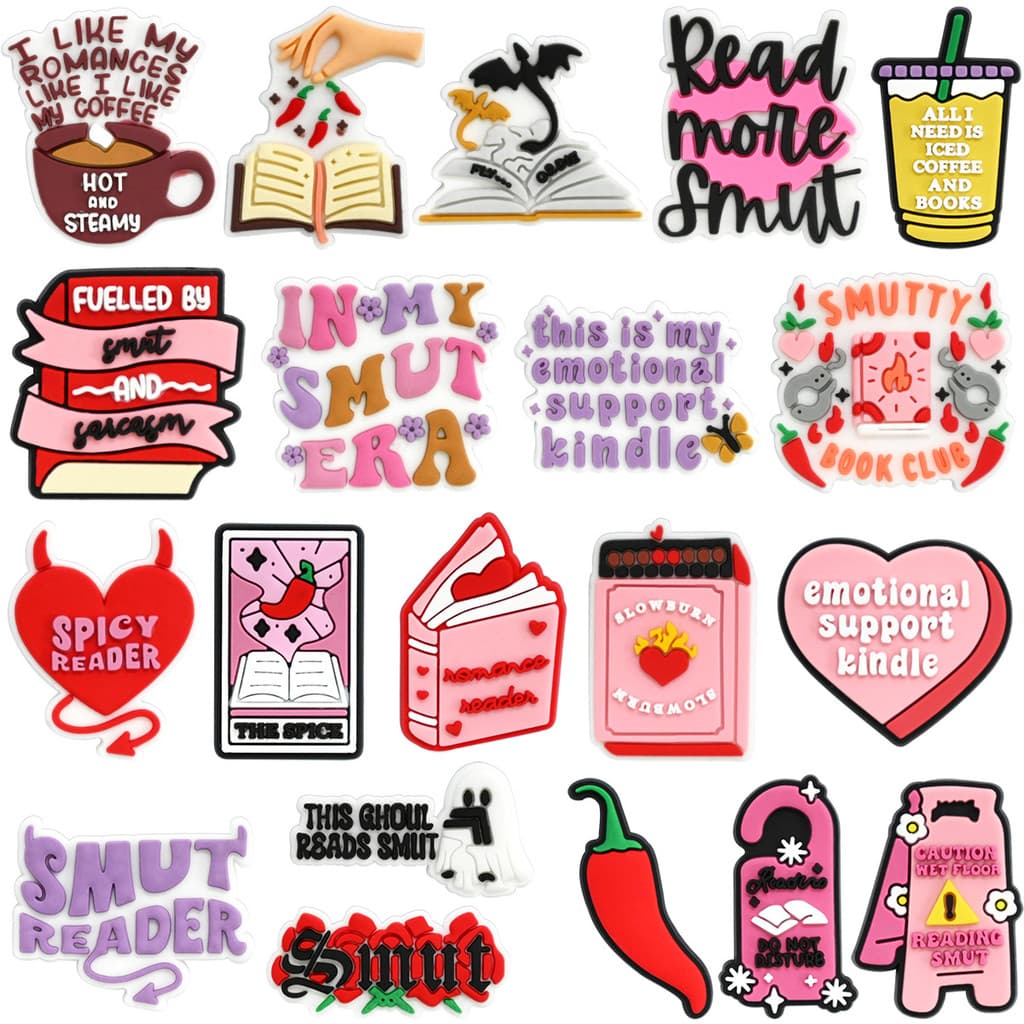 Acessórios de Sapatos Série Livros Amuleto Decorativo de PVC com Botão