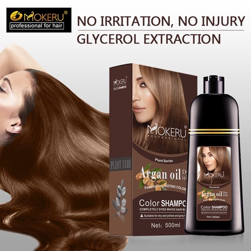 Shampoo Marrom 500ML Preto Profissional Orgânico Natural Cor De Cabelo Óleo De Argan É De Longa Duração