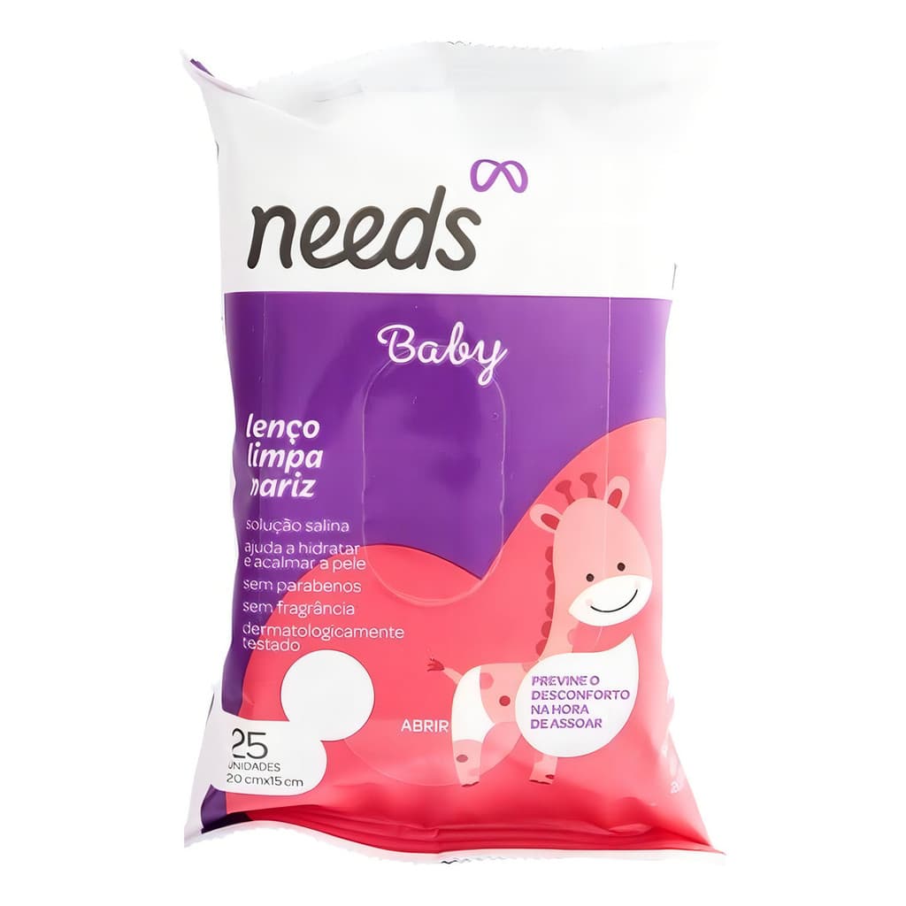 Lenço Limpa Nariz Needs Baby Com 25 Unidades