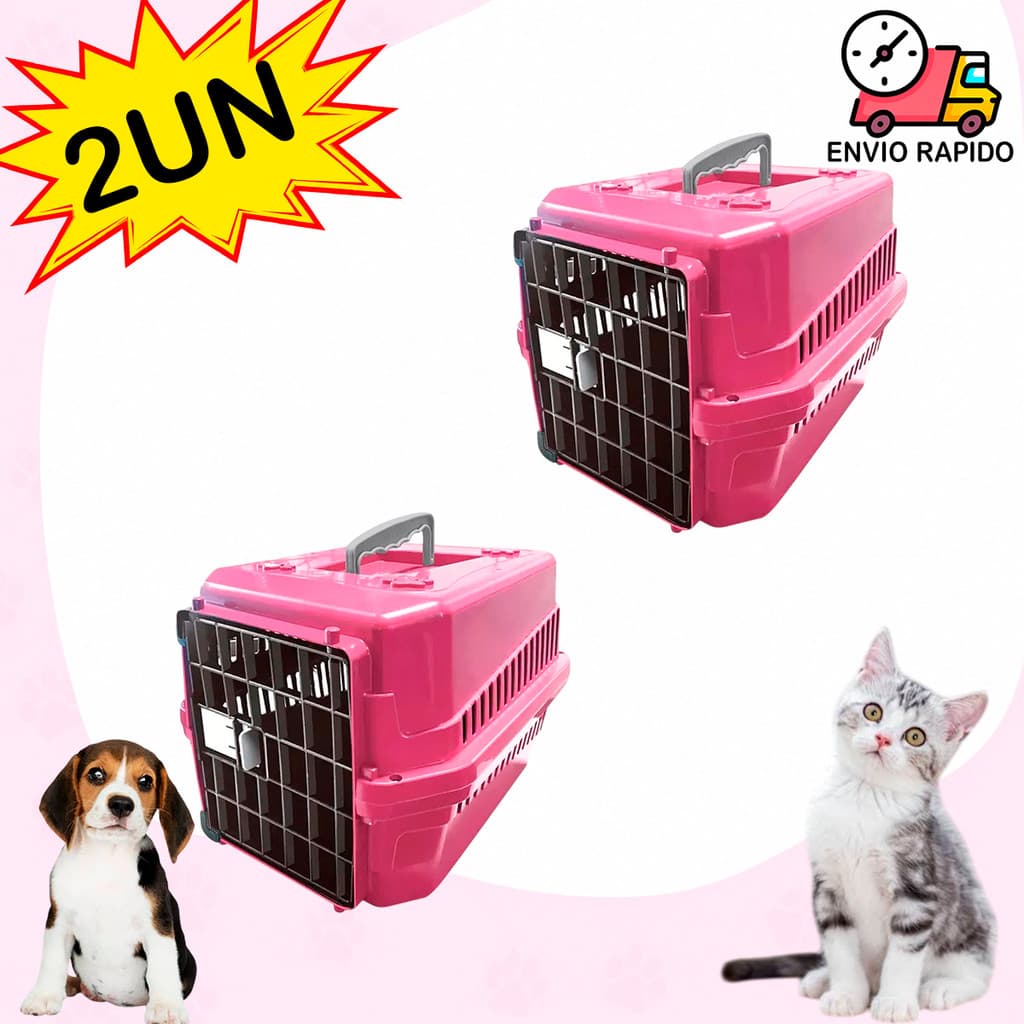 Caixa De Transporte Transportadora Para Cães Gatos Cachorros Pet Confortável 2 Unidades N1