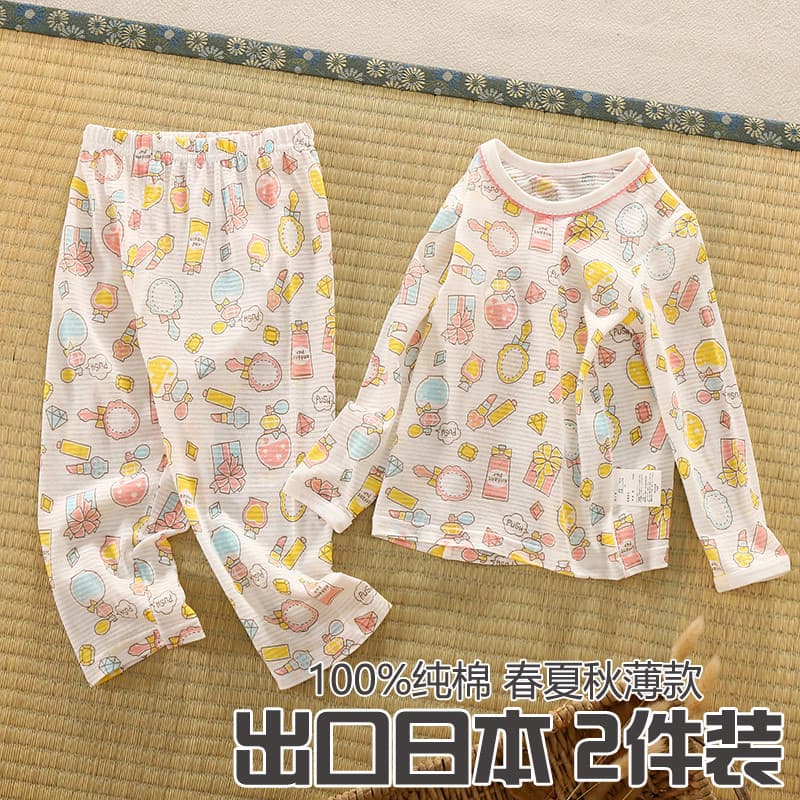Crianças ar condicionado quarto estilo fino calças meninas verão início da primavera puro algodão absorvente de suor res