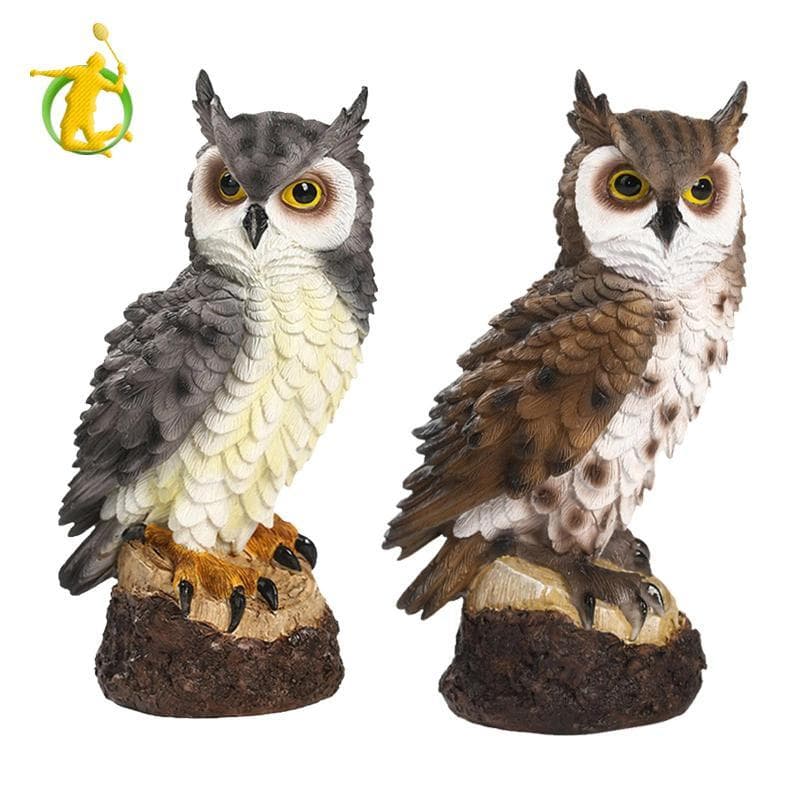 [Asiyy] Chamariz De Coruja Com Chifres , Estatueta De Ow , Espantalho De Pássaro Em Miniatura , Falsa Para Quintal , Dec