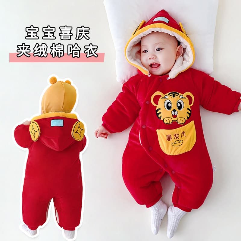Bebê recém-nascido macacão estilo inverno 2023 coelho ano novo roupas festivas de inverno roupas de ano novo roupas de a