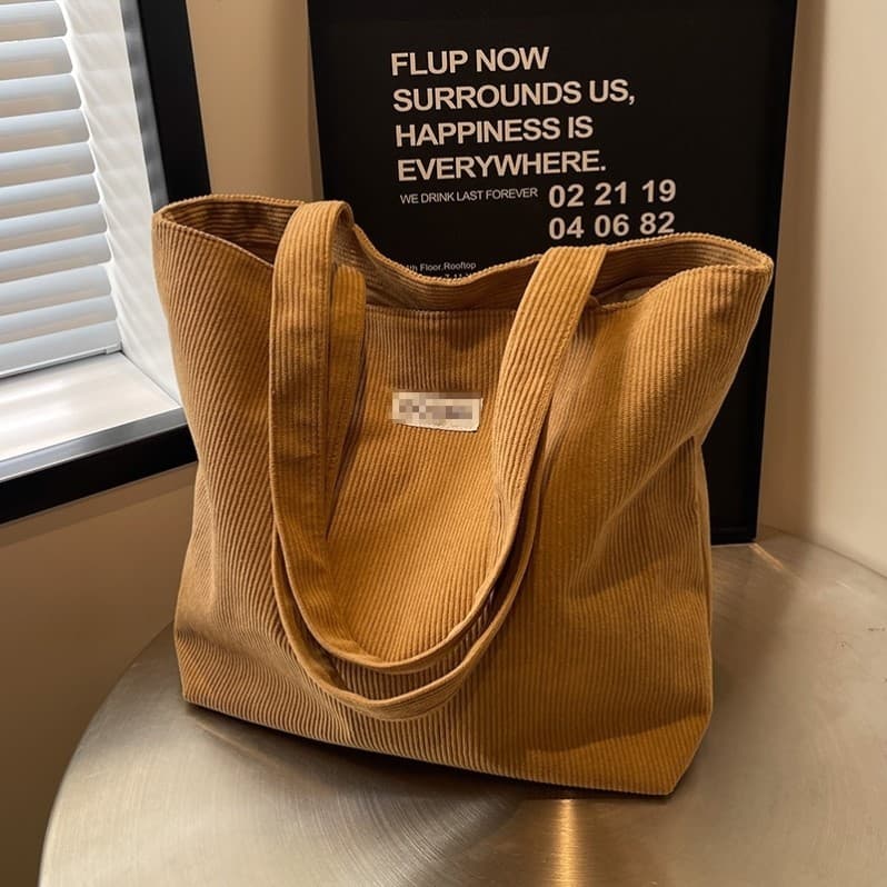 Bolsa de lona de veludo feminina sacola de grande capacidade 2025 novo estilo simples All-Match classe de estudante univ