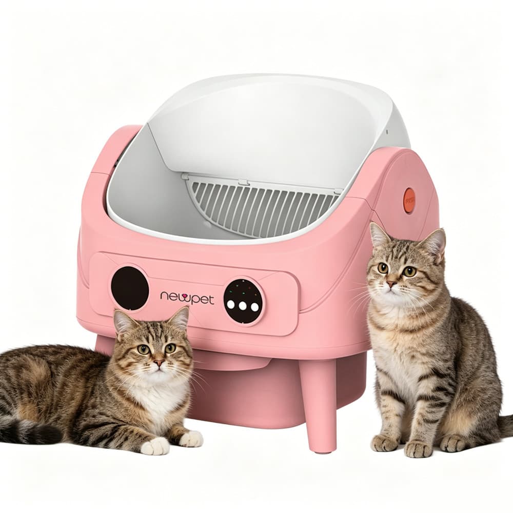 Newpet Caixa de Areia Autolimpante com Tampa Aberta Caixa de Areia Automática para Gatos para Vários- rosa