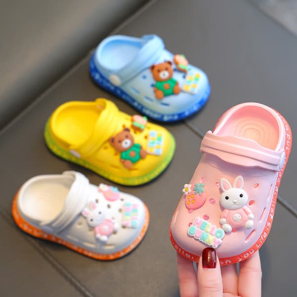 | slippers | ♫Eva infantil Baotou buraco sapatos sola macia bonito dos desenhos animados meninos meninas casa bebê oco c