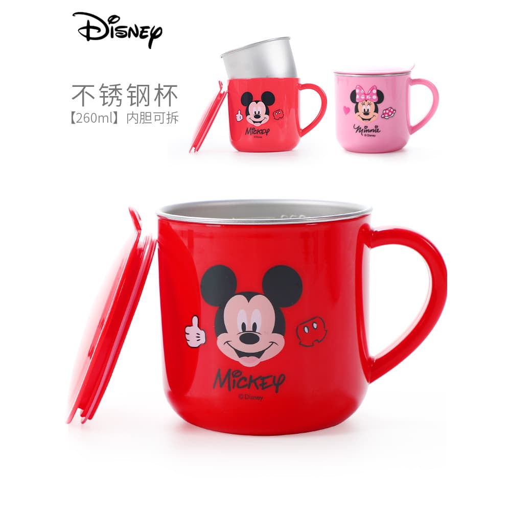 Disney disney copo de leite infantil com escala, resistente a choques, aço inoxidável, copo de água, jardim de infância,