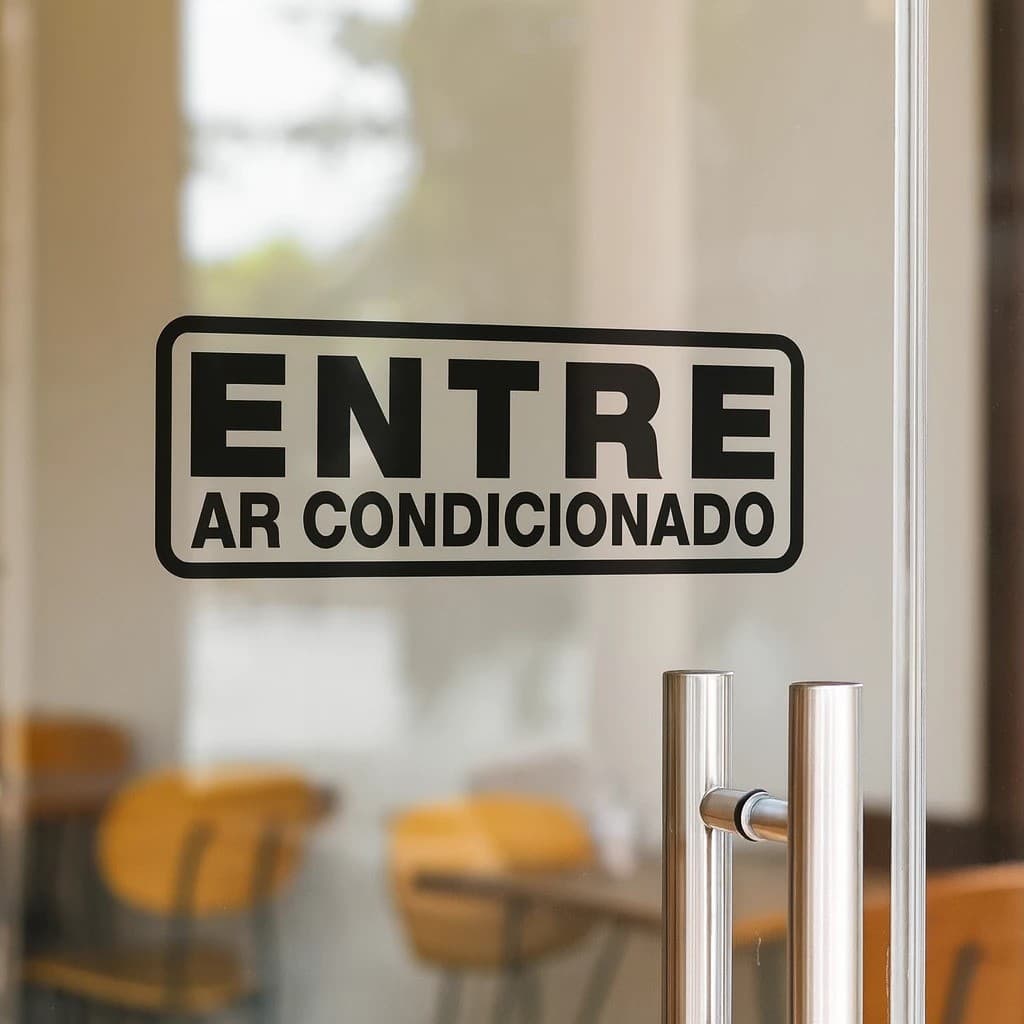 Adesivo Entre Ar Condicionado Original para Porta Consultório Sala de Espera Atendimento Entre Outro