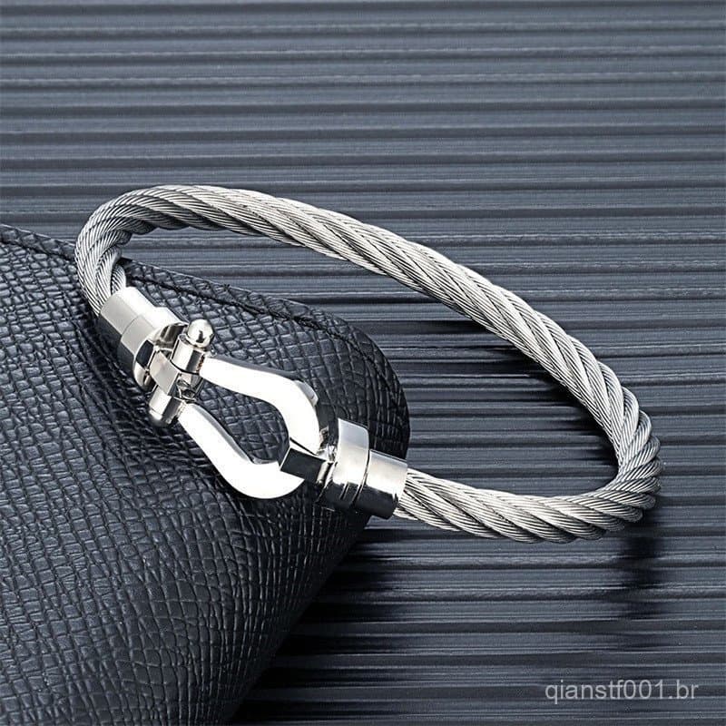 MKENDN Punk Rock Estilo Ferradura Nó Cabo De Acessório Inoxidavel Fio Tranado Pulseira Banhado A Ouro Prata Versátil