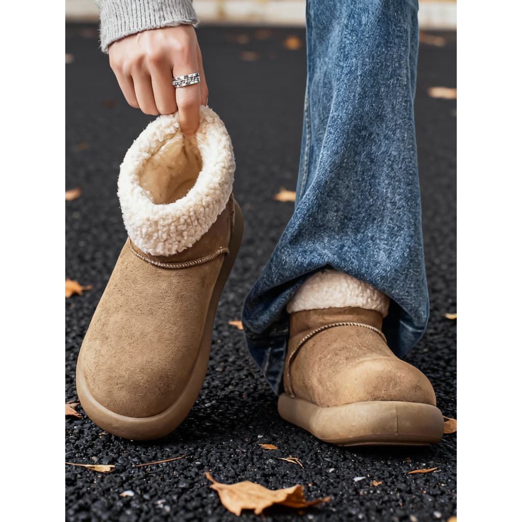 Botas de neve sapatos masculinos inverno sapatos de algodão de alta qualidade engrossado imitação de lã de cordeiro bota