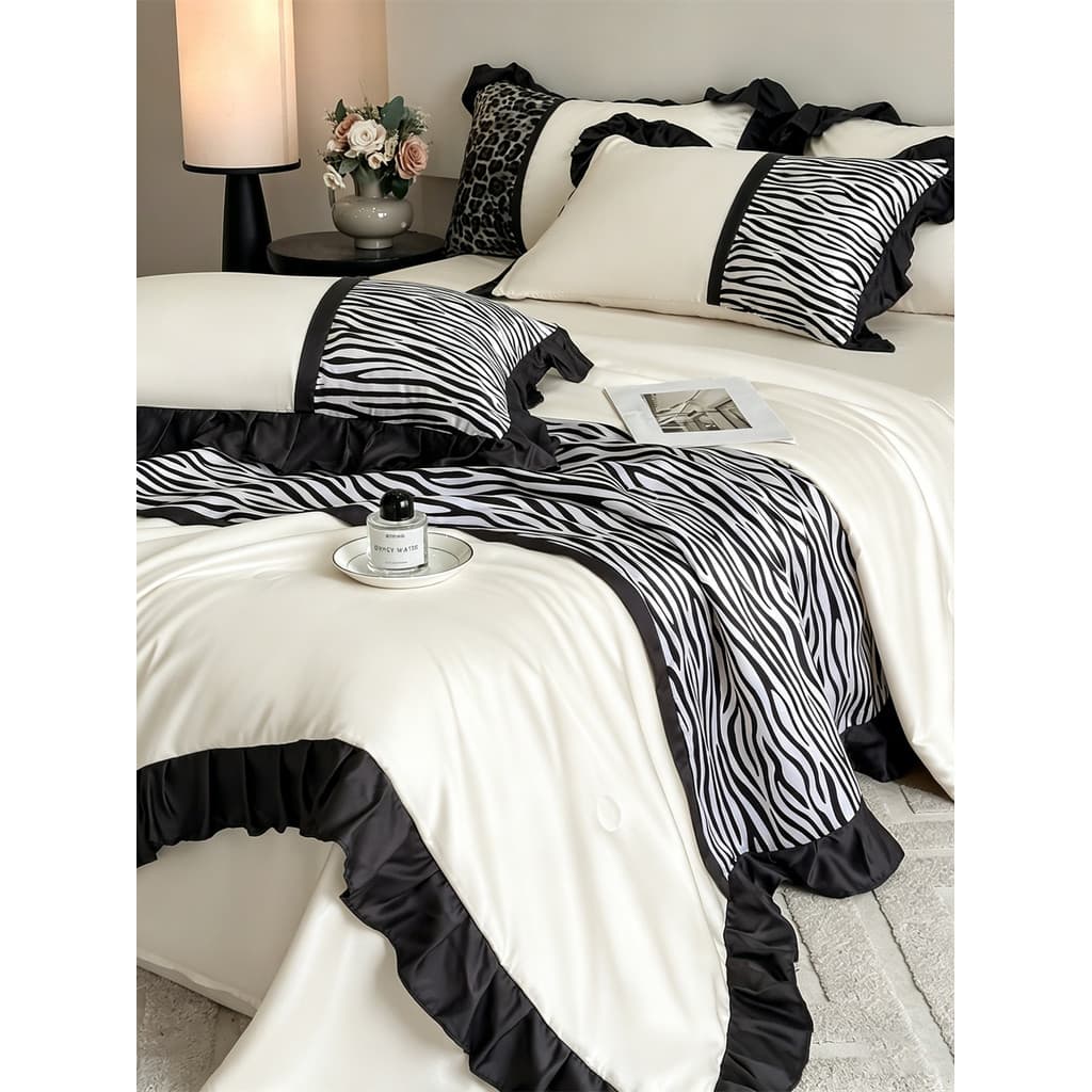 Colcha de verão Tencel lavada francesa Conjunto de quatro peças Retro Leopard Print Summer Cool Quilt Set 2026 Novo esti