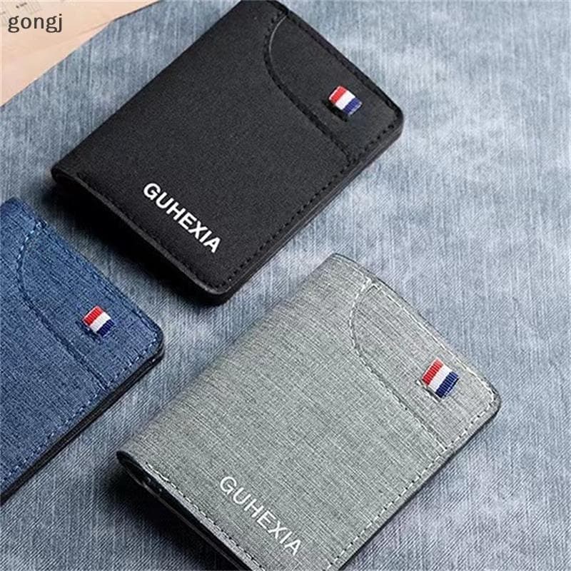 [gongj] 1 Peça De Lona Ultrafina Curta Mini Minimalista Carteira Masculina Bolsa De Couro De Cartão Curto Para Homens Cl