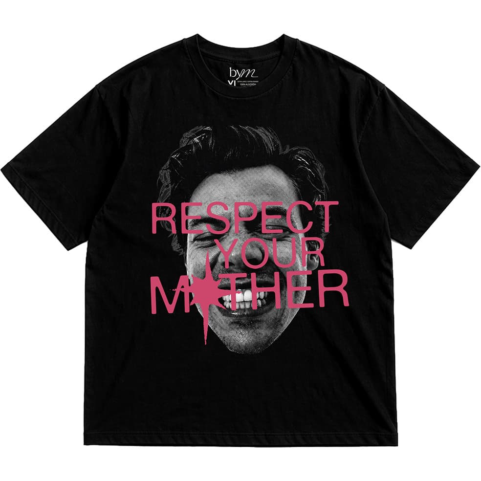 Camiseta Masculina Feminina Oversized Estampa Harry Styles Respect Your Mother Foto Artista T-shirt Streetwear