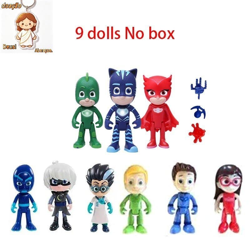 PJ Máscaras Kids Toys 9pcs Dolls Catboy Gekko Owlette Presente De Aniversário