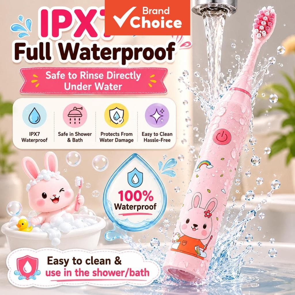 Escova de Dentes Elétrica FREEGRIN para Crianças, Cerdas Macias, À Prova d'Água IPX7, Smartbrush Feno para Crianças