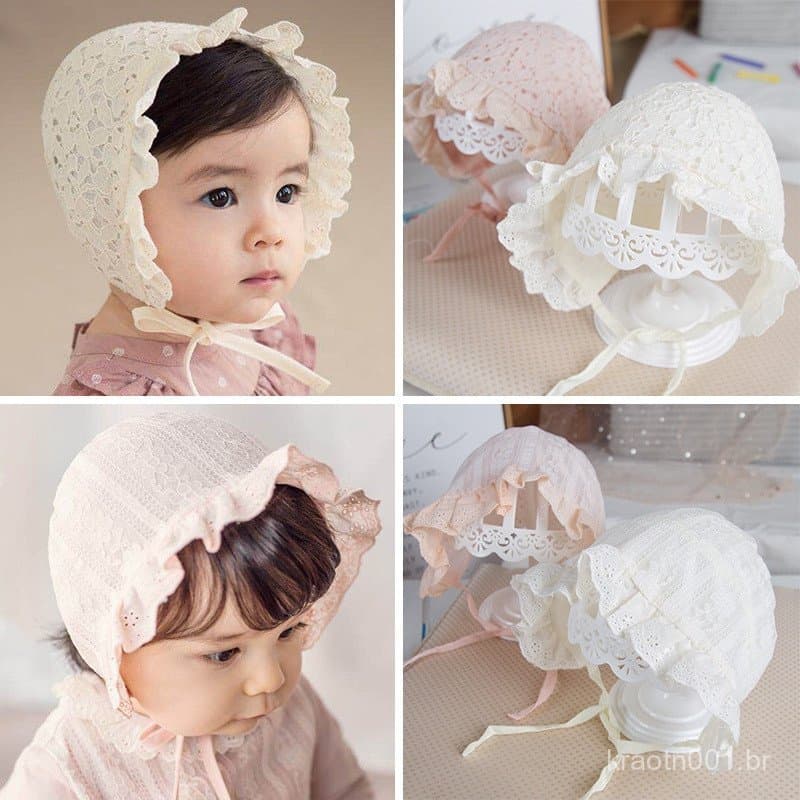Primavera Verão Malha Rendas Chapéu Da Menina Do Bebê Princesa Infantil Criança Gorros Cap Oco Out Sun Newborn Girl Bonn