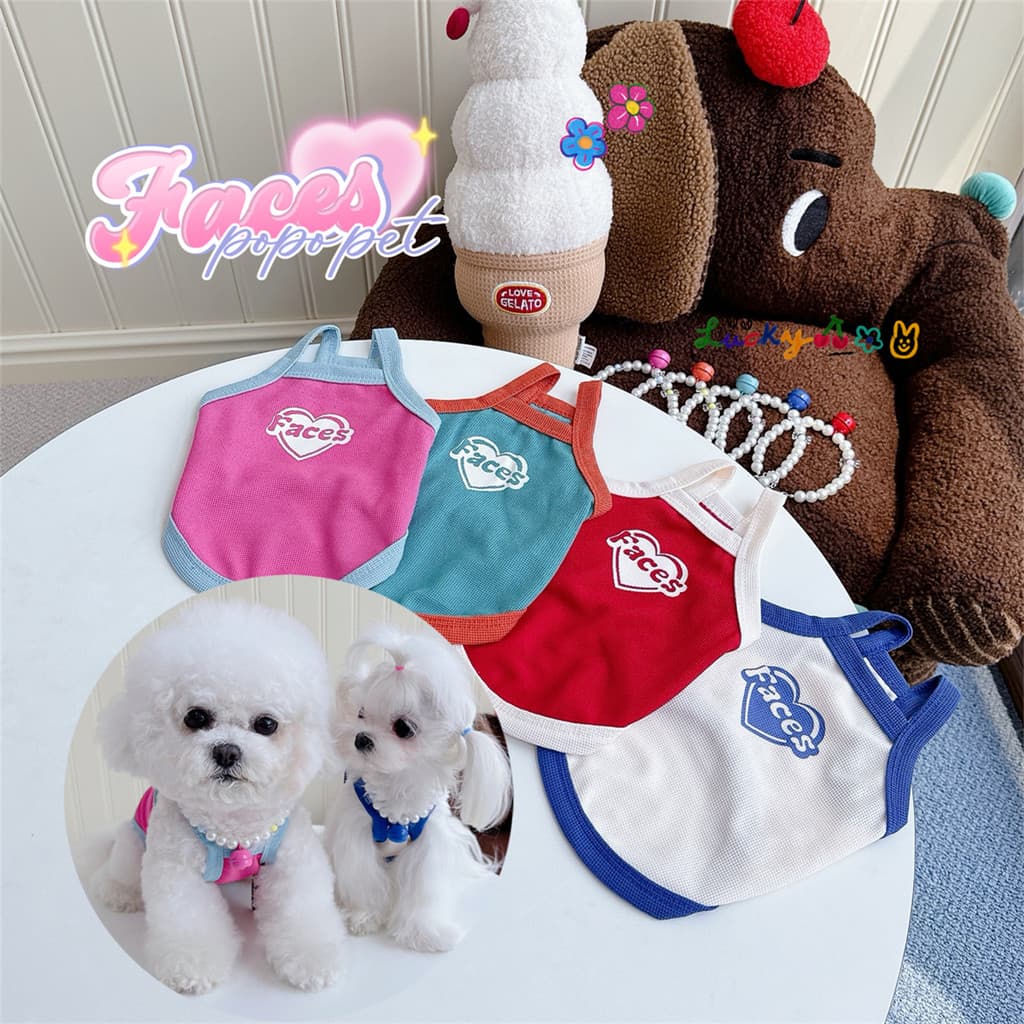Roupas para animais de estimação americano Retro estilingue cão gato primavera verão novo estilo colete estilo fino Bich