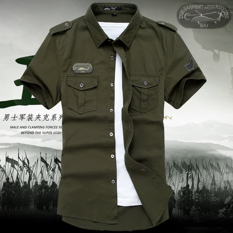 Verão camisa de manga curta masculina verão Plus Size macacão de meia manga militar masculino ao ar livre camisa masculi