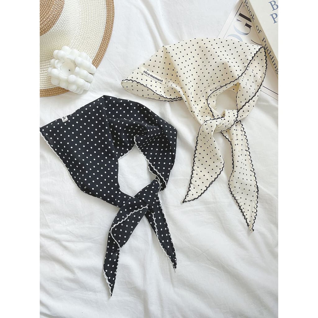 Lenço triangular minimalista de alta qualidade, preto, branco, bolinhas, leve, primavera, verão, outono, faixa de cabeça