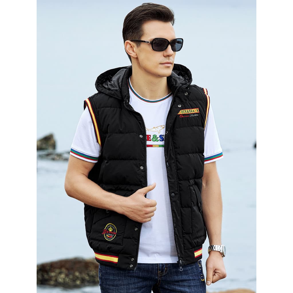Outono inverno masculino para baixo colete grosso jaqueta Bruce Shark Street Wear solto tamanho grande colete masculino