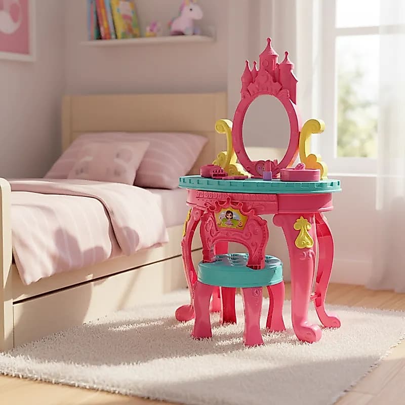 Penteadeira Infantil Princesas Com Acessórios Brinquedo Rosa Oferta Entrega FULL