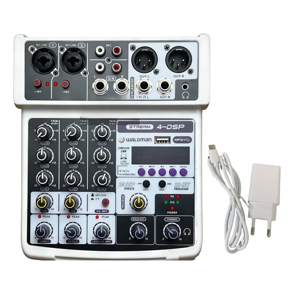 Mesa de Som 4 Canais ST-4DSP Com Interface de Áudio USB Waldman