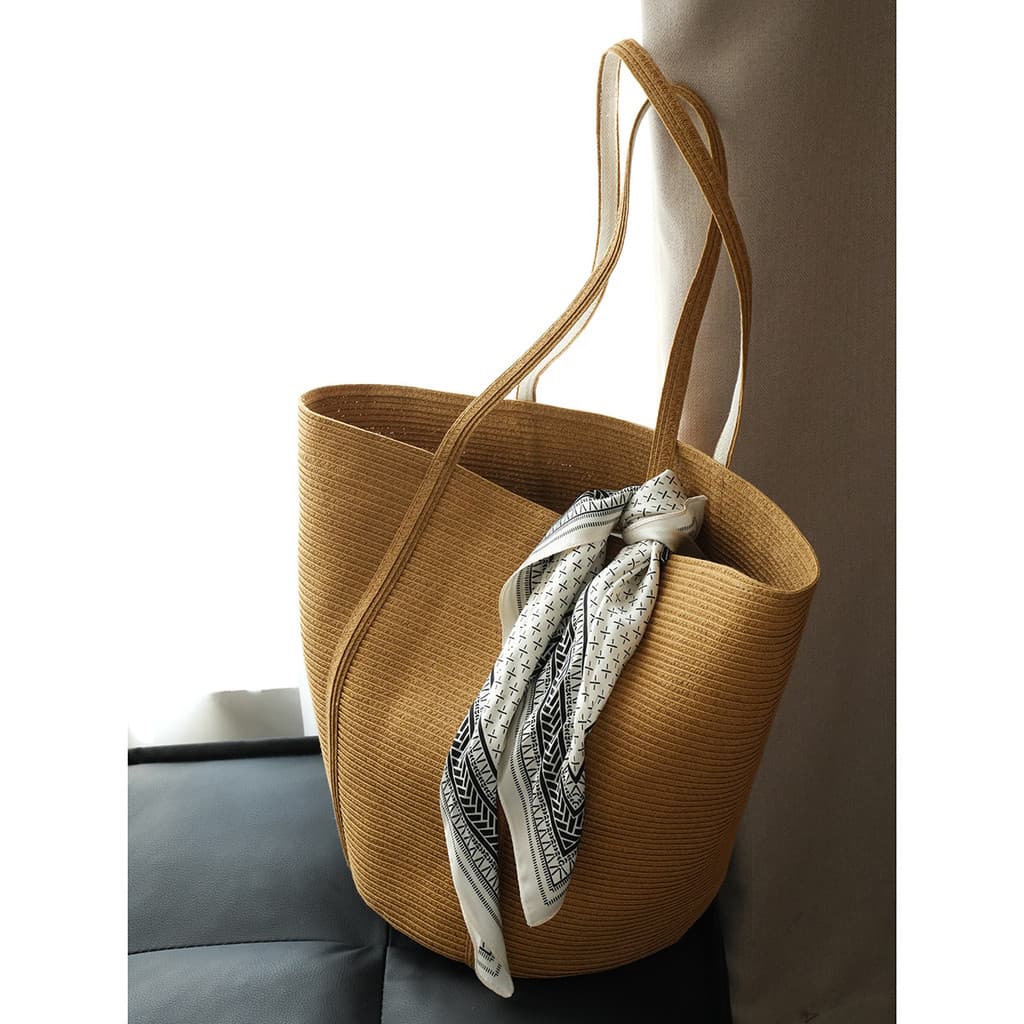Bolsa tote de papel trançado, bolsa bucket, bolsa de ombro feminina trançada, bolsa de mão de grande e pequena capacidad
