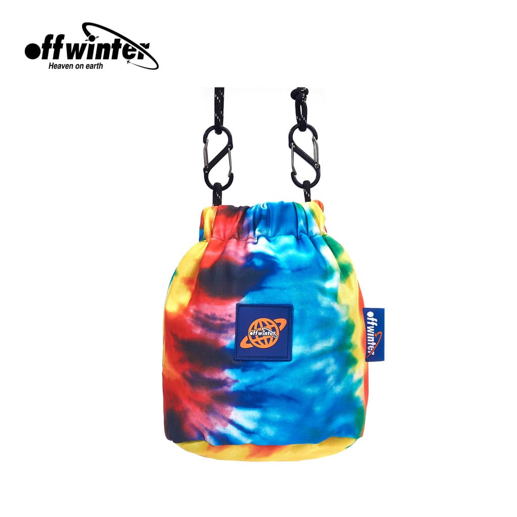 OFFWINTER (OFW) Bolsa transversal com cordão de cor brilhante e Tie-Dye de um ombro