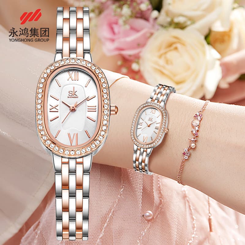 Senhoras relógio meninas à prova dwaterproof água diamante-cravejado moda High-End relógio de quartzo Gypsophila senhora