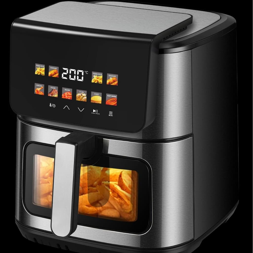 Fritadeira de ar multifuncional, fritadeira elétrica doméstica, 8L, grande capacidade, aço inoxidável, novo estilo, frit