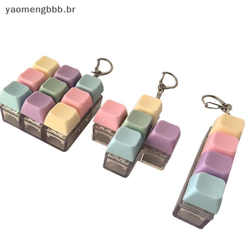 [yaobb] 1/4/5/9 Chave Botão Na Ponta Do Dedo Keycap Brinquedo Chaveiro Para Alívio Estresse COD