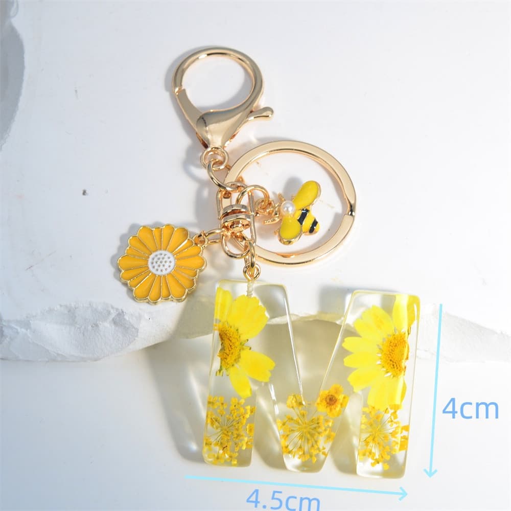 Porta-Chaves Fofo Little Bee Daisy Pétalas Amarelas Preencher 26 Cartas Moda Acessórios Para Mulheres Carros Femininos