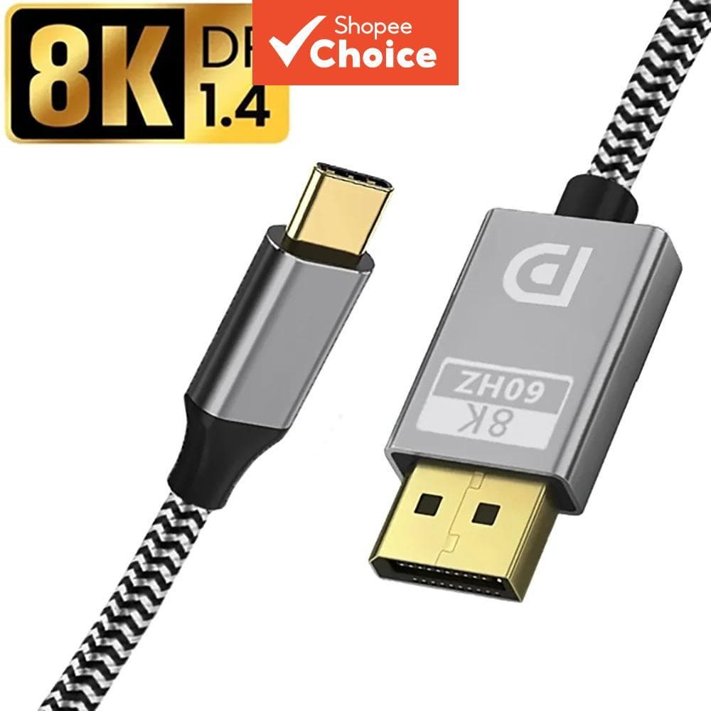 Adaptador De Cabo 8K @ 60Hz USB-C Para DisplayPort 1.4 32.4 Gbps Projetor De TV Laptop PC