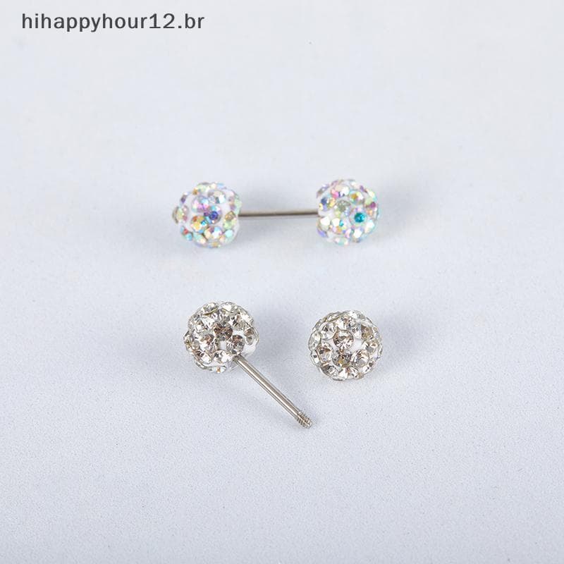 HIHAP Fashion Titanium Steel Crystal Zircon Ball Brincos Para Piercing De Cartilagem