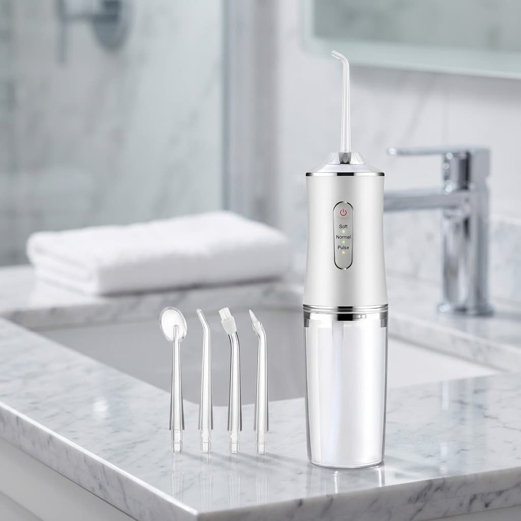 Irrigador Bucal Elétrico Limpeza Dental Profunda Remove Placa Bacteriana 4 Bicos USB IPX7
