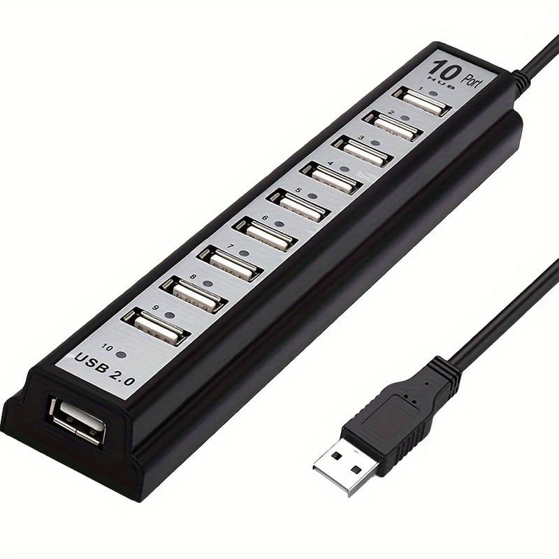 Hub USB de 10 portas compatível com adaptadores externos PS5/PS4/Xbox/PC/Mac-USB, 10 portas independentes, USB (sem nece
