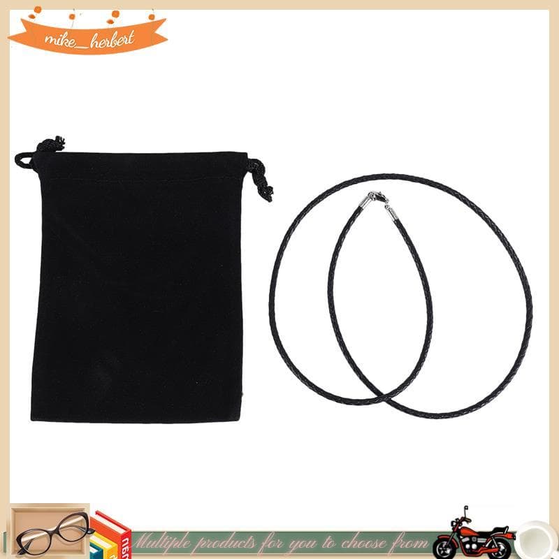 Colar Masculino Joias-Cordão De 3mm-Couro-Aço Inoxidável-Para Homens-Cor Preto Prata-Com Bolsa De Presente-60cm