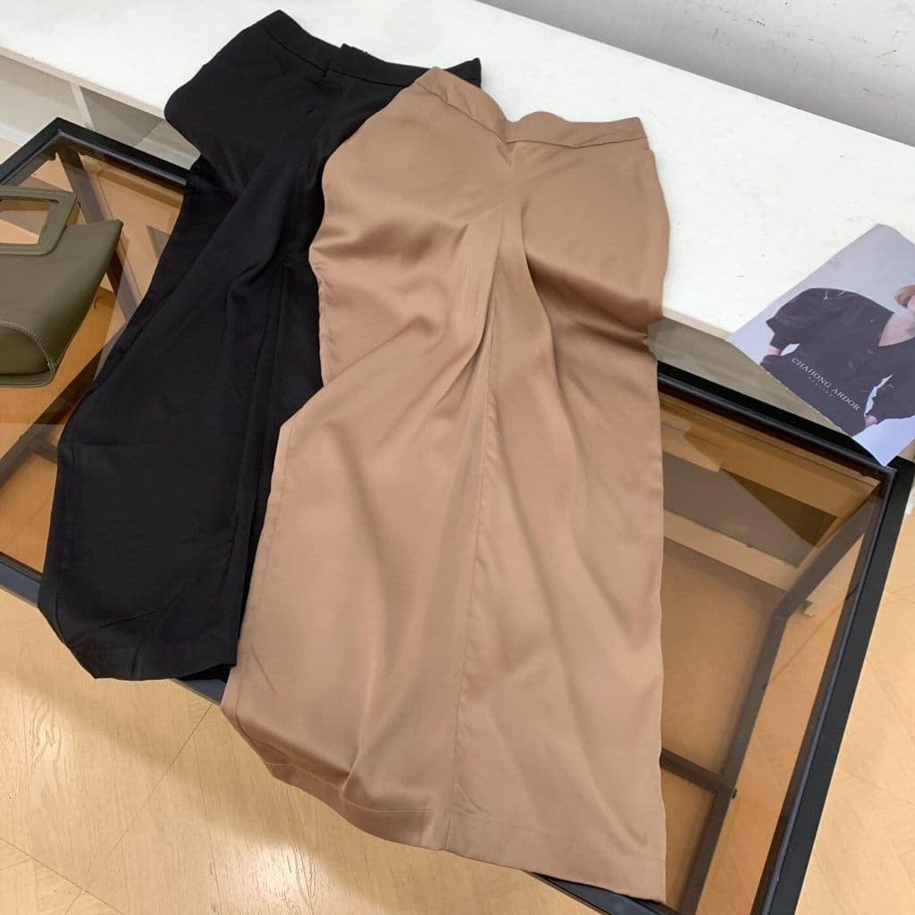Casual Commuter saia feminina outono novo estilo cor sólida All-Match A linha saia de comprimento médio I#19